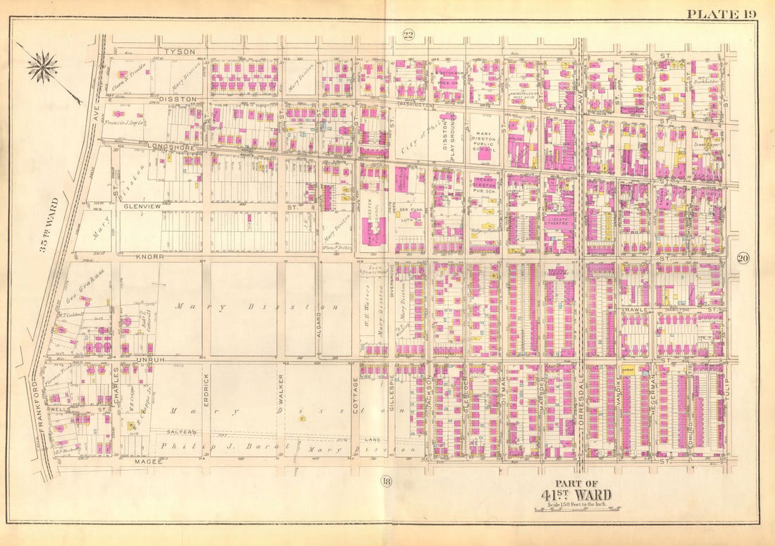 PHILADELPHIA Tacony. Disston Longshore Tyson Magee Unruh Knorr BROMLEY 1929 map (1 of 1)