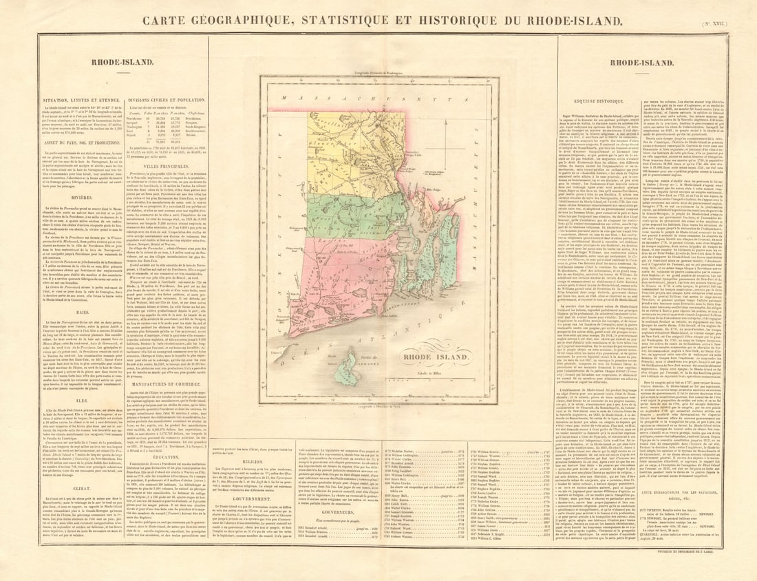 Rhode Island antique state map. Counties. BUCHON 1825 old chart (1 of 1)