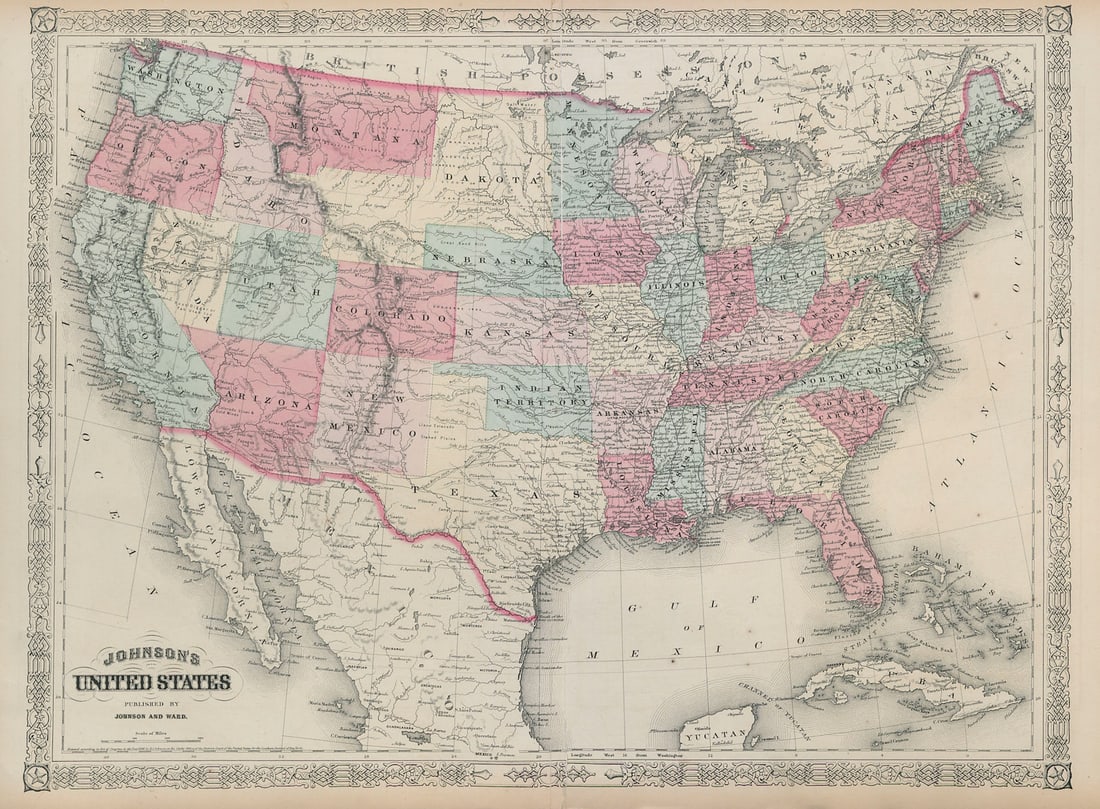 Johnson's United States. Wyoming part of Dakota Territory 1865 old antique map (1 of 1)
