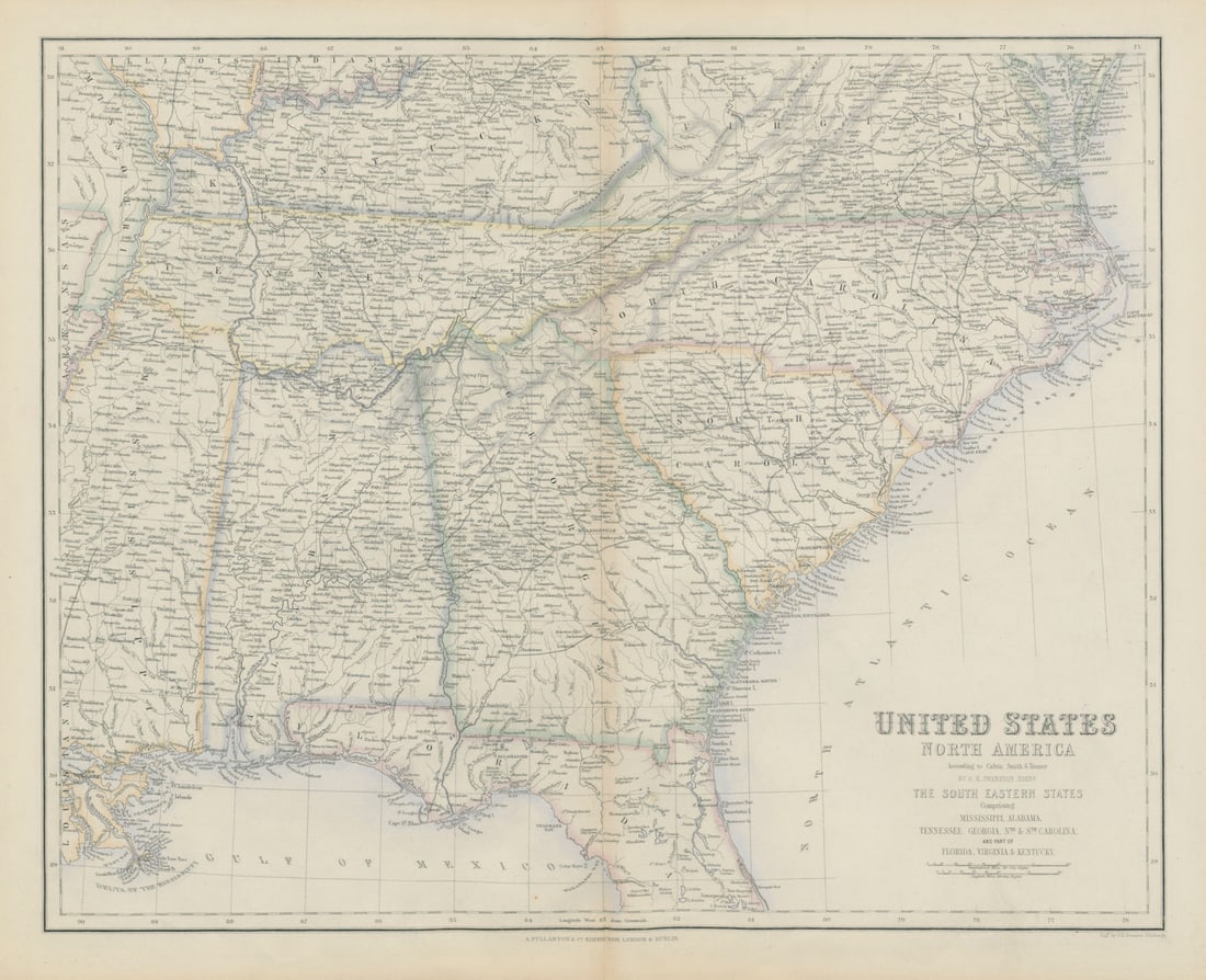 United States South East. Alabama Tennessee Georgia Carolinas. SWANSTON 1860 map (1 of 1)