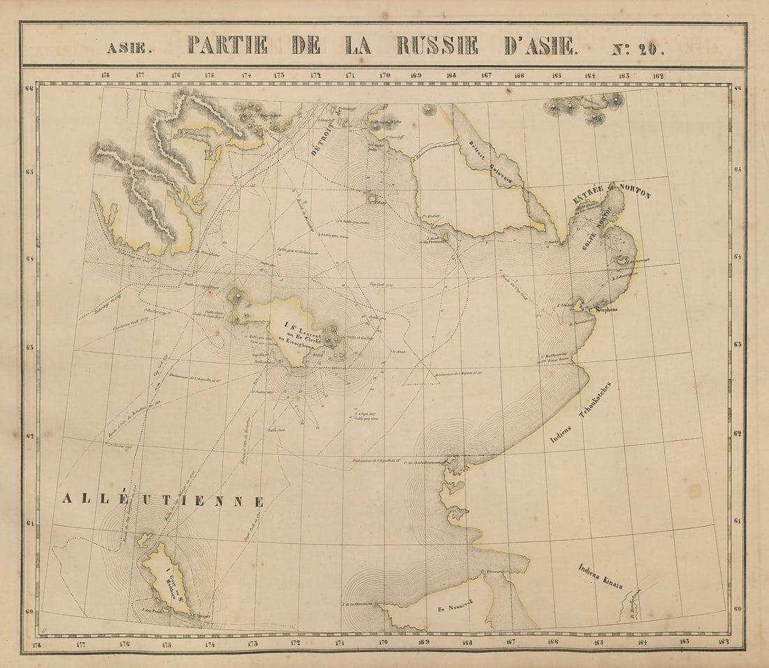 Russie d'Asie #20 Russia Alaska Bering Strait Norton Sound VANDERMAELEN 1827 map (1 of 1)