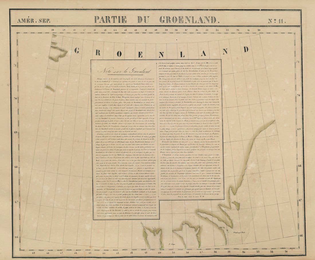 Amér. Sep. Partie du Groenland #11. Central Greenland. VANDERMAELEN 1827 map (1 of 1)