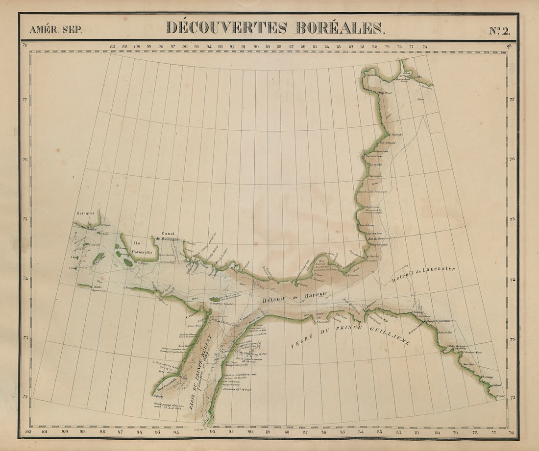 Amér. Sep. Découvertes Boréales #2. Nunavut. Barrow Strait VANDERMAELEN 1827 map (1 of 1)
