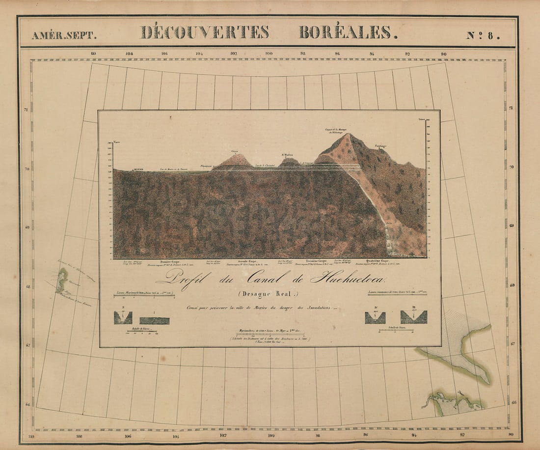 Amér Sep Découvertes Boréales #8 Nochistongo canal profile VANDERMAELEN 1827 map (1 of 1)
