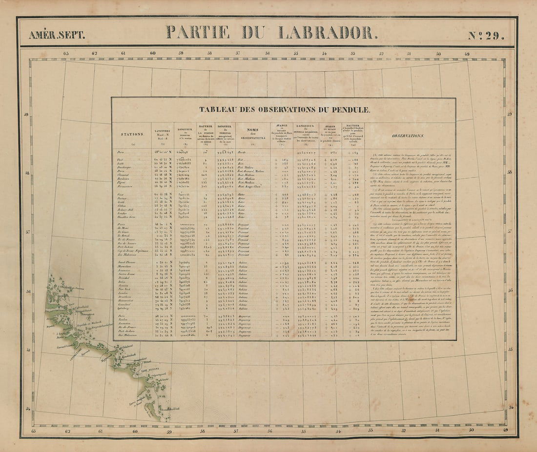 Amér. Sep. Partie du Labrador #29 Nunatsiavut coast Canada VANDERMAELEN 1827 map: Title: Amér. Sep. Partie du Labrador #29 Nunatsiavut coast Canada VANDERMAELEN 1827 map Description: Amér. Sep. - Partie du Labrador - No. 29'. The map covers part of the Labrador coast arou
