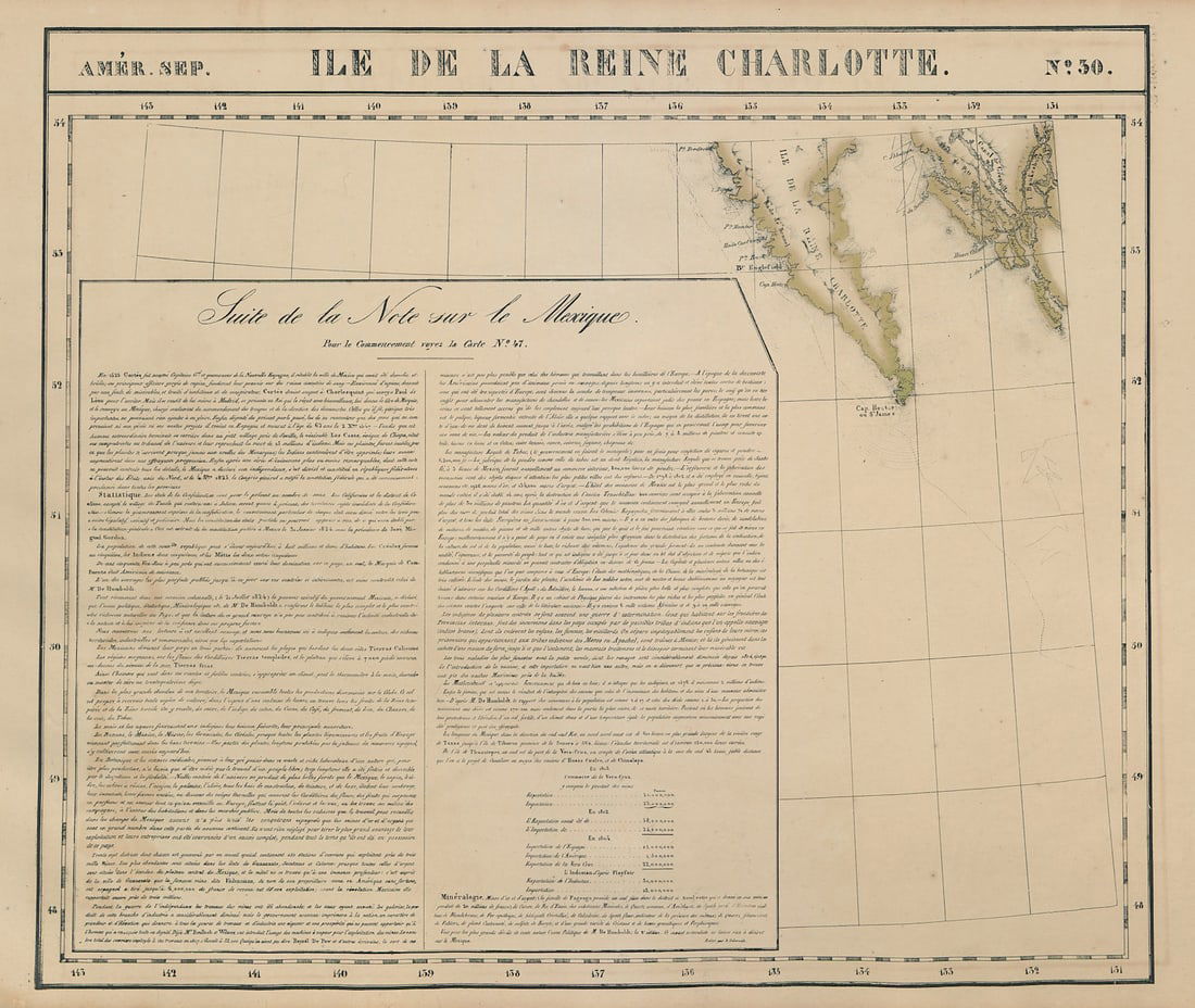 Amér Sep Ile de la Reine Charlotte #30 Haida Gwaii Canada. VANDERMAELEN 1827 map (1 of 1)