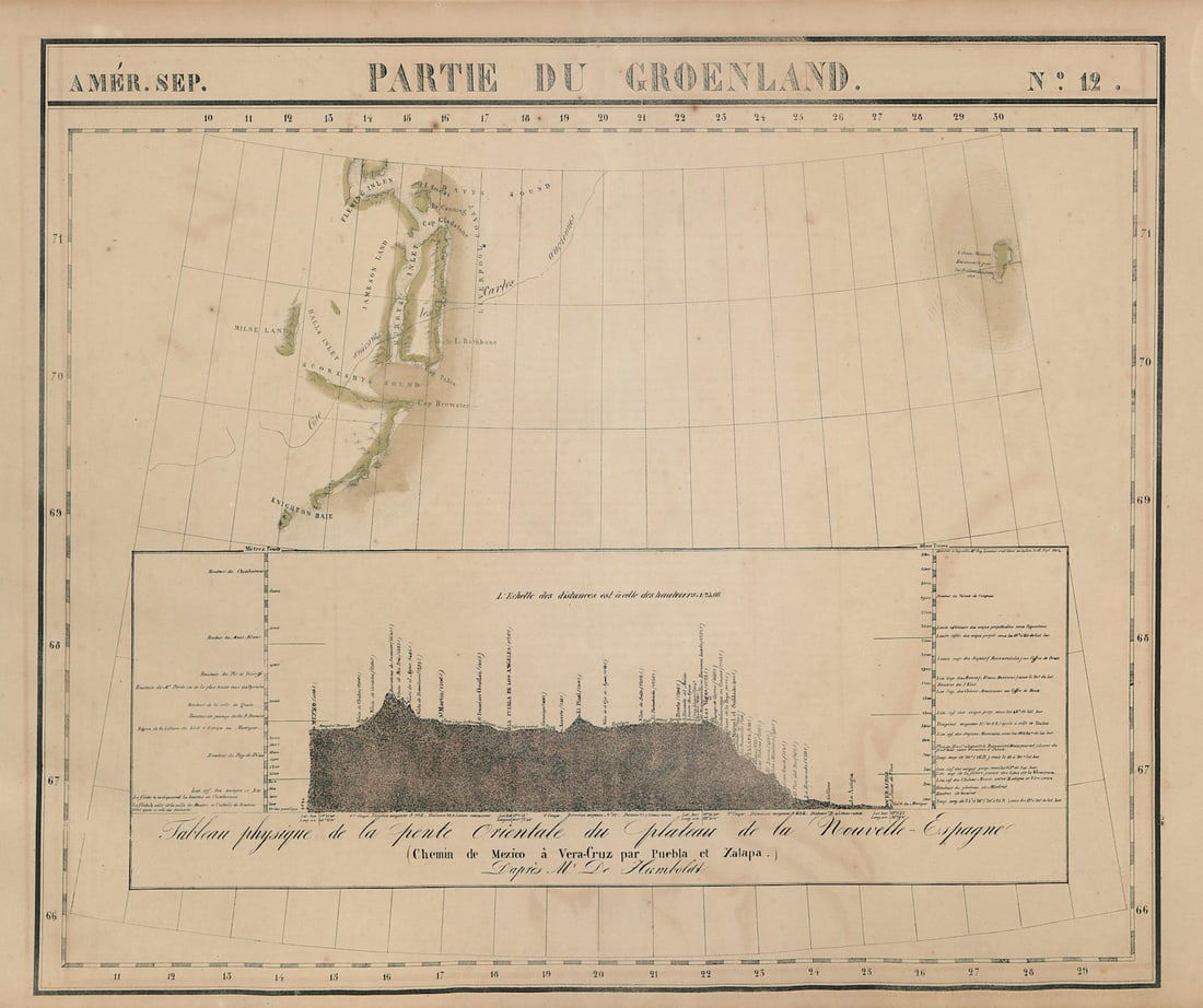 Amér Sep. Partie du Groenland #12 Greenland Mexico profile VANDERMAELEN 1827 map (1 of 1)