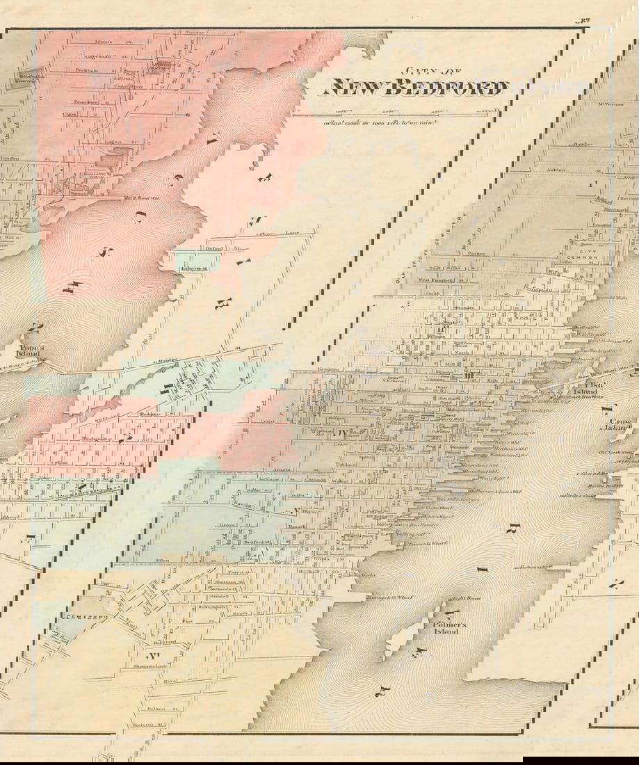 City of New Bedford, Massachusetts. Town plan. WALLING & GRAY 1871 old map (1 of 1)