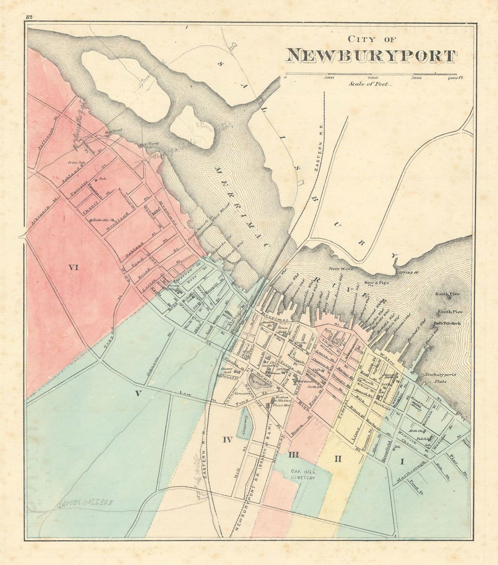 City of Newburyport, Massachusetts. Town plan. WALLING & GRAY 1871 old map (1 of 1)