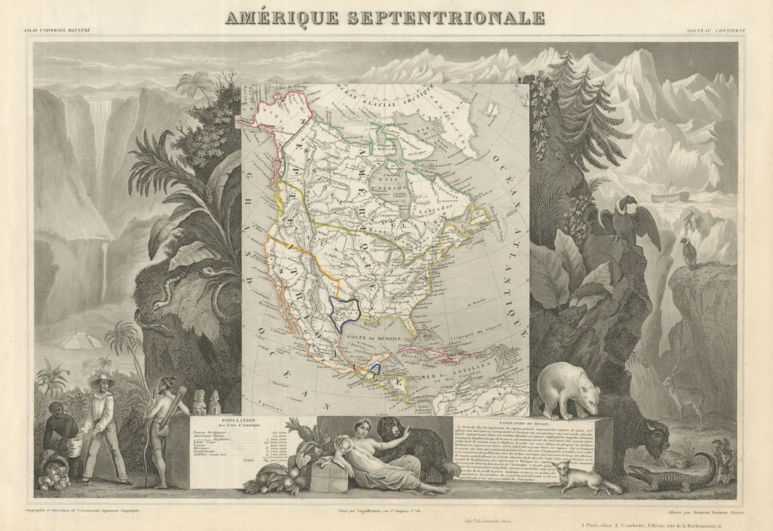 AMÉRIQUE SEPTENTIONALE. North America. Texas Republic. LEVASSEUR 1856 old map (1 of 1)