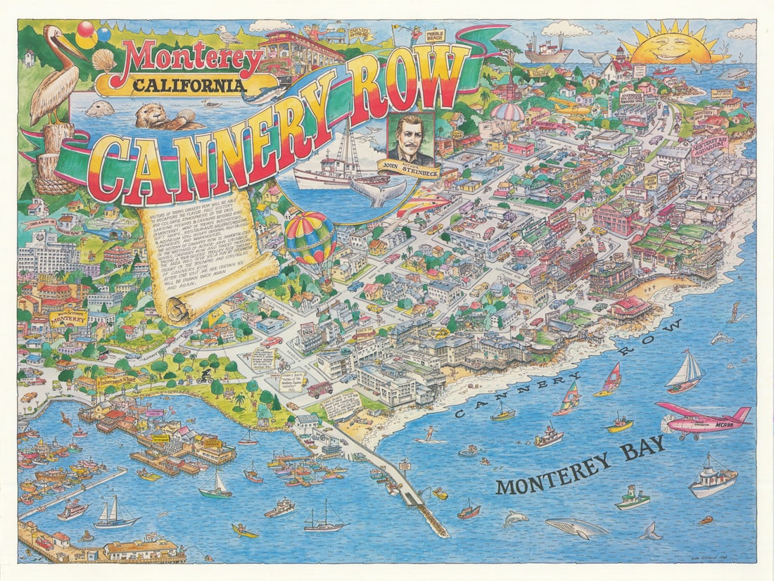 Cannery Row, Monterey, California pictorial map by Arlon Gilliland 1988 (1 of 1)