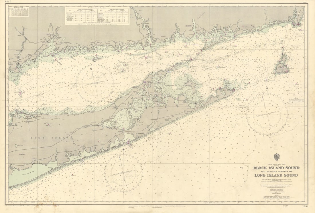 Long Island Block Island Sound Connecticut coast ADMIRALTY chart 1951 (1955) map (1 of 1)