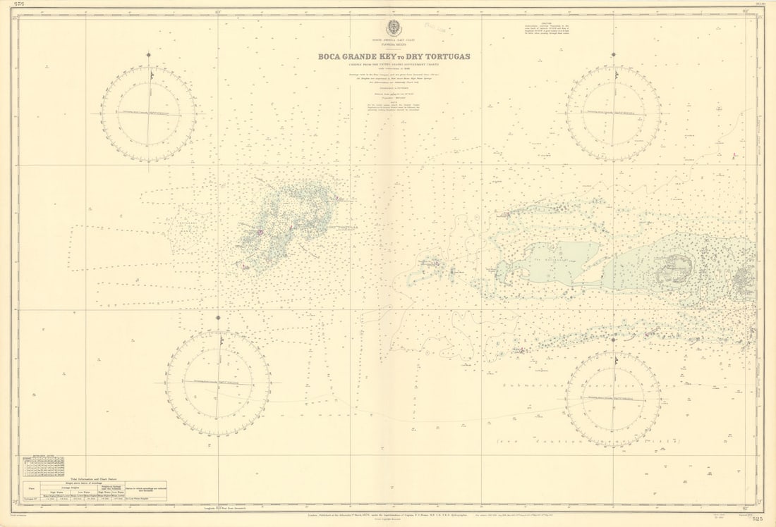 Florida Keys Boca Grande Marquesas Dry Tortugas ADMIRALTY chart 1876 (1950) map (1 of 1)