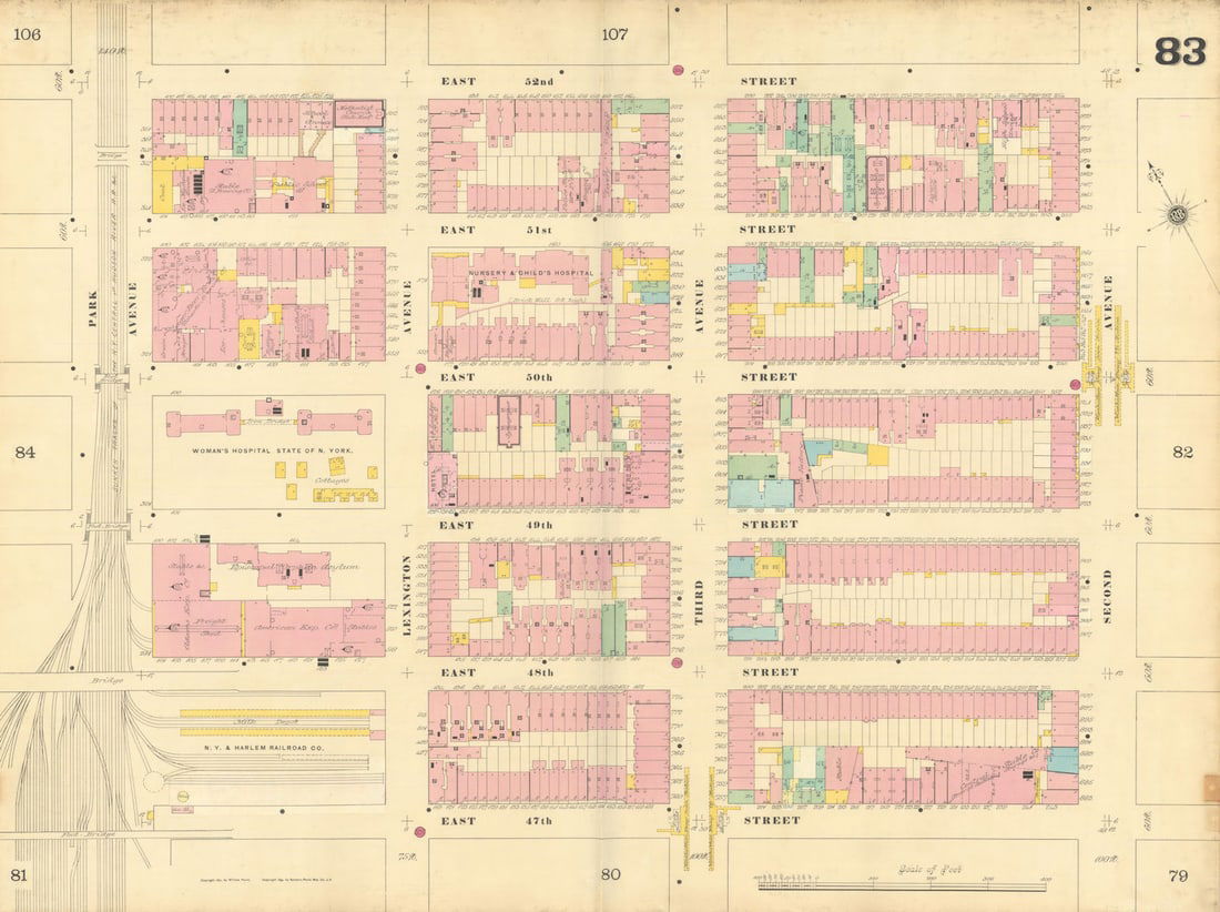 Sanborn NYC #83 Manhattan Midtown East Turtle Bay 1899 old antique map chart (1 of 1)