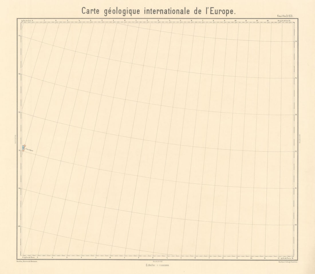 Geological map Part of Jan Mayen island. Arctic Norway. BEYSCHLAG 1902 old (1 of 1)