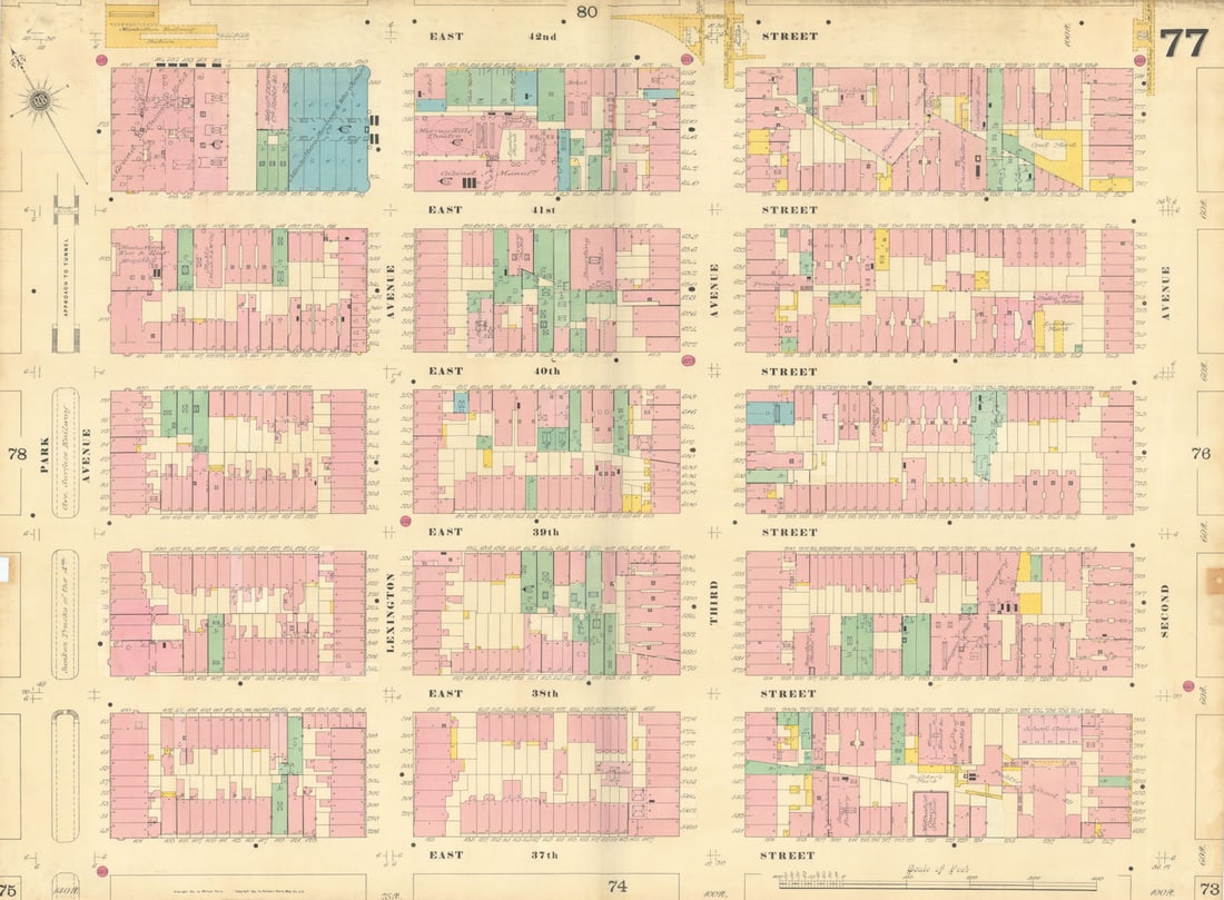 Sanborn NYC #77 Manhattan Midtown East Murray Hill 1899 old antique map chart (1 of 1)