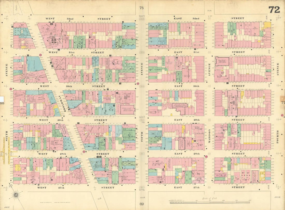 Sanborn NYC #72 Manhattan Midtown NoMad Koreatown Rose Hill Murray Hill 1899 map (1 of 1)