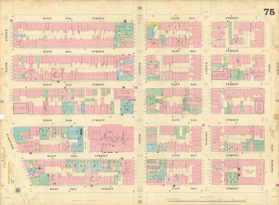 Sanborn NYC #75 Manhattan Midtown NoMad Murray Hill Garment District 1899 map (1 of 1)
