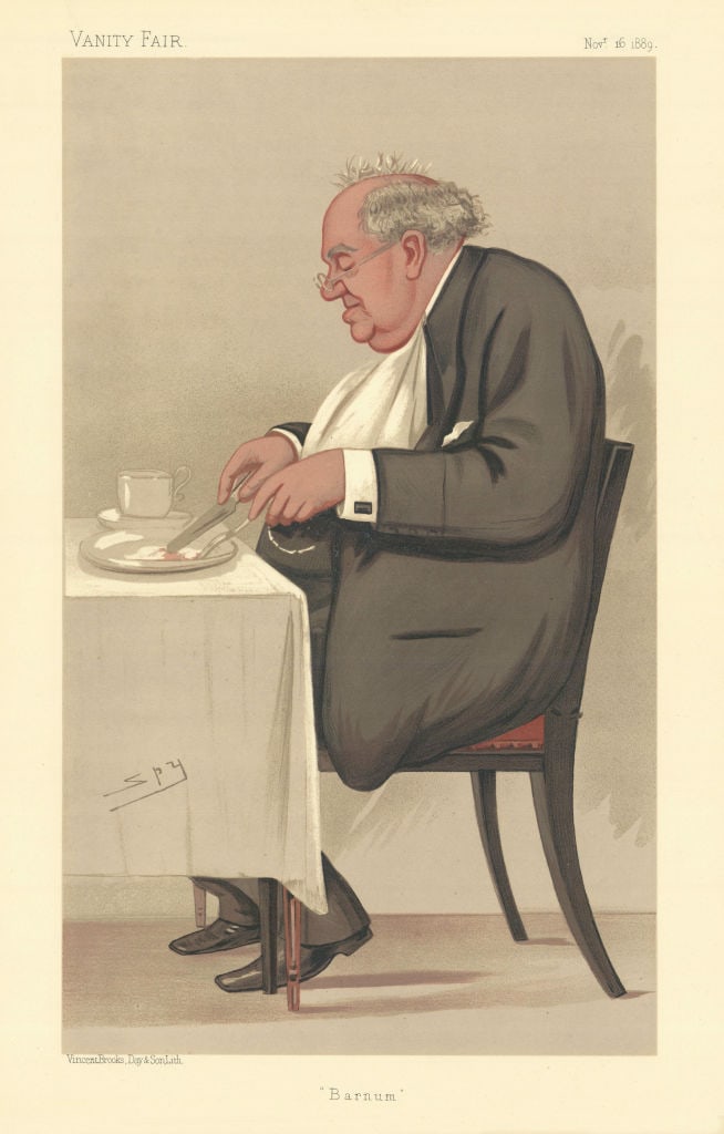 VANITY FAIR SPY CARTOON Mr Phineas Taylor / P.T. Barnum. Theatre Circus USA 1889 (1 of 1)