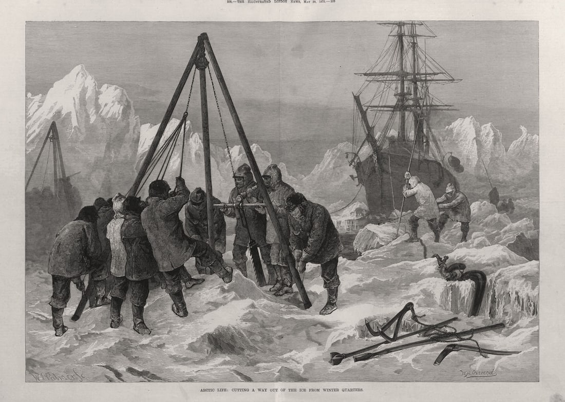 Arctic life: cutting a way out of the ice from winter quarters. Explorers 1875 (1 of 1)