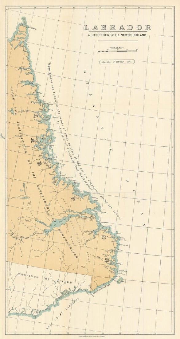 Labrador, a Dependency of Newfoundland. Note on cod-rich coastal waters 1919 map (1 of 1)