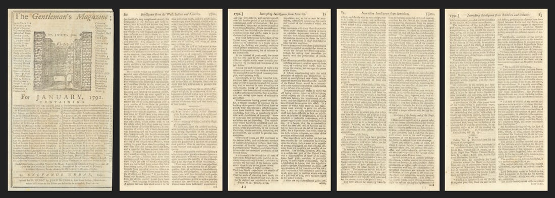 George Washington's 1791 State of the Union address in the Gents Mag 1792 (1 of 1)