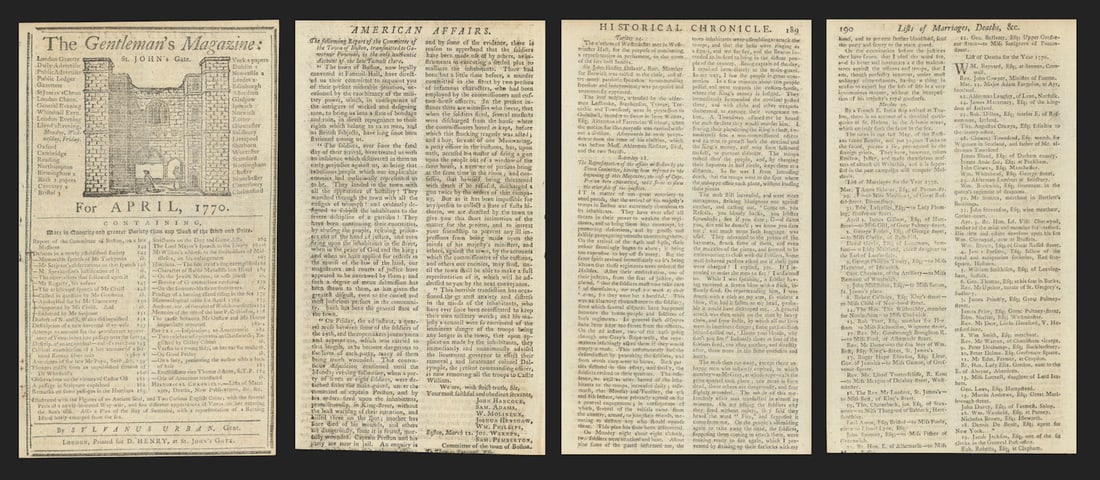 Report of the Boston Massacre by the Boston Town Committee in the Gents Mag 1770 (1 of 1)
