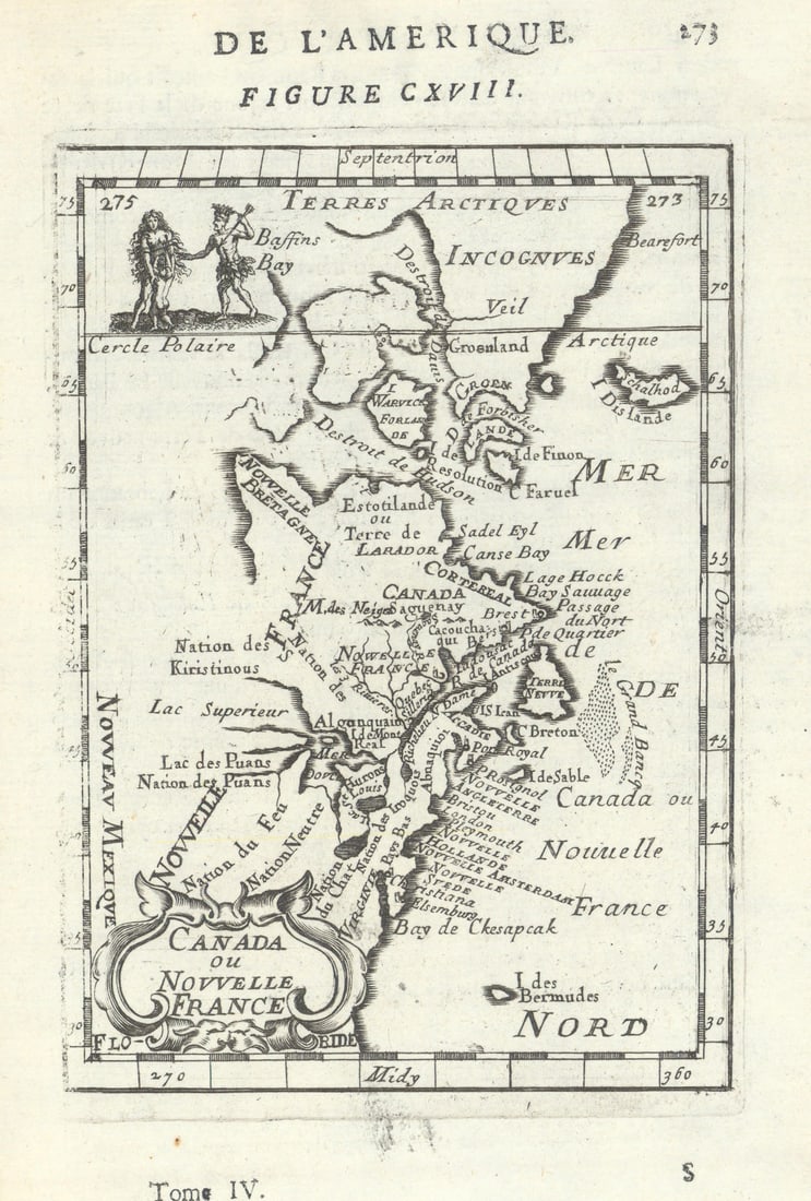 N AMERICA E COAST Canada Virginia New Amsterdam (New York City). MALLET 1683 map (1 of 1)