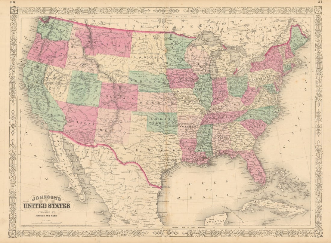 Johnson's United States. Wyoming part of Dakota Territory 1865 old antique map (1 of 1)