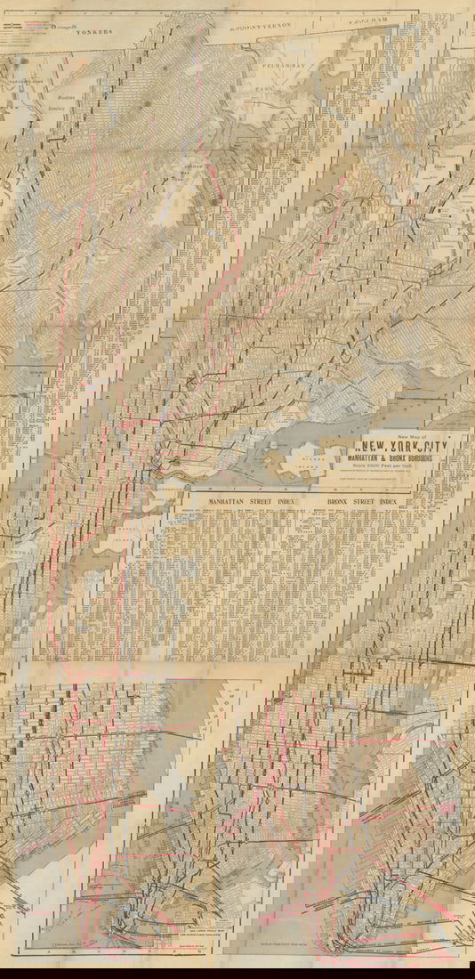 New Official Subway System Map of New York City. IRT/Elevated lines 38x18in 1920: Title: New Official Subway System Map of New York City. IRT/Elevated lines 38x18in 1920 Description: [New Official Subway System Map of New York City, Manhattan & Bronx] New Map of New York City &