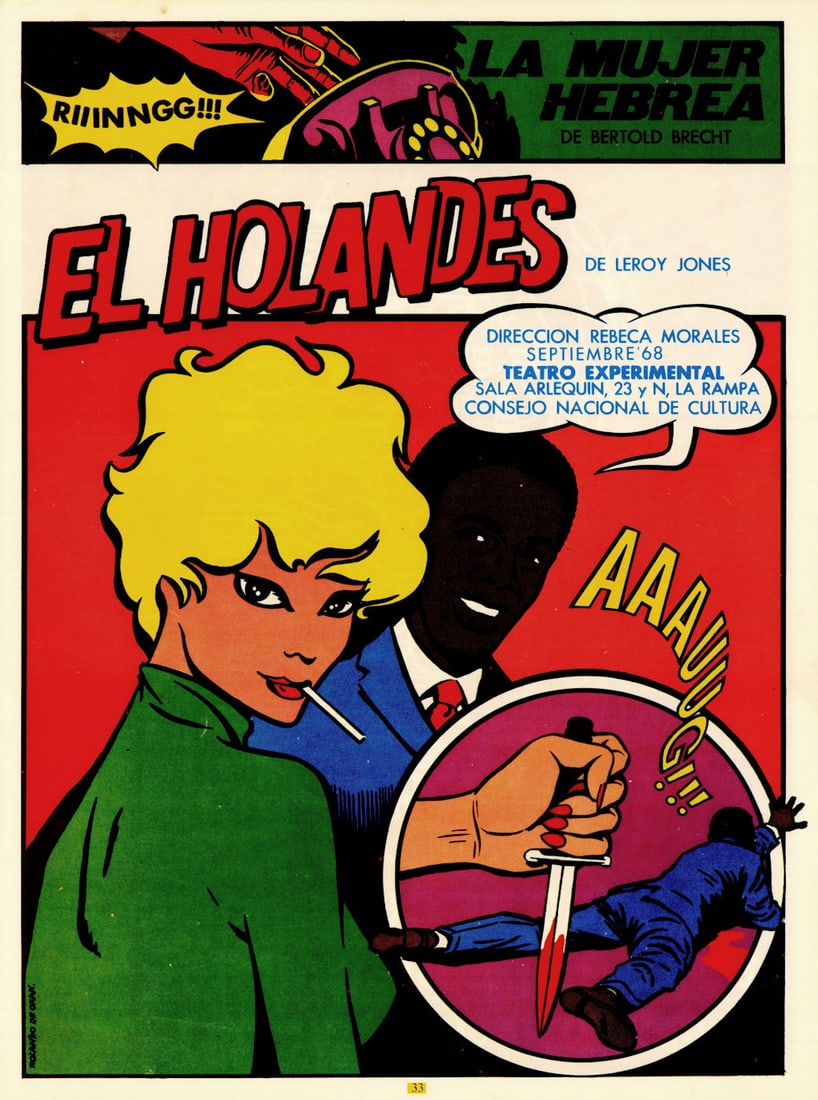 La Mujer Hebrea (Brecht) & El Holandés (Jones). Cuban theatre poster 1968 (1 of 1)