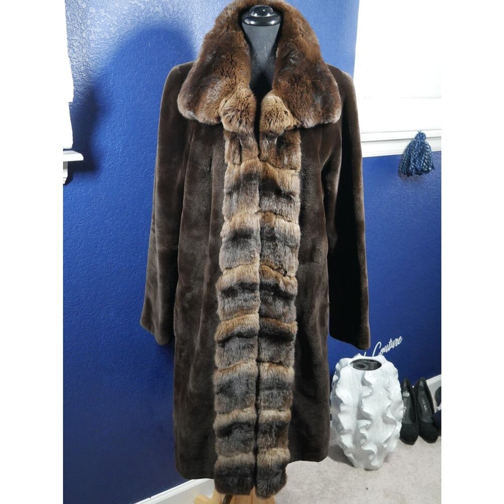 Stunning Designer J Mendel Sheared Mink & Chinchilla 7/8ths length Fur Coat (1 of 7)