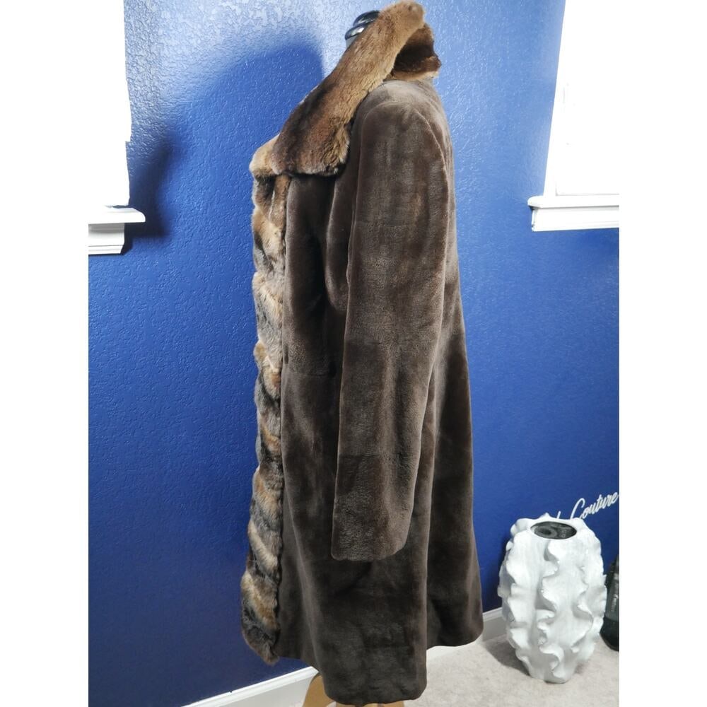 Stunning Designer J Mendel Sheared Mink & Chinchilla 7/8ths length Fur Coat - 3