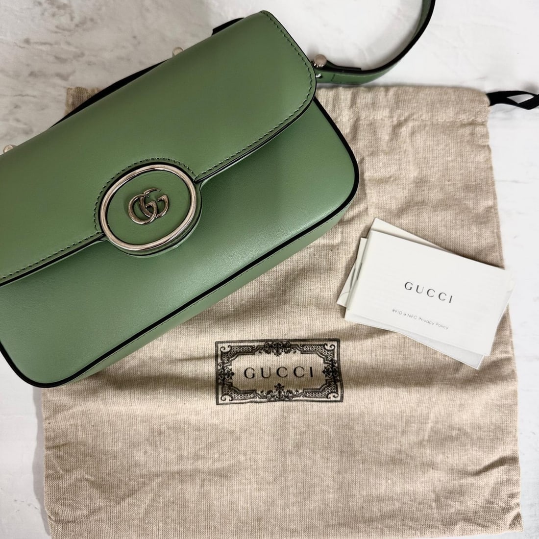 GUCCI Blondie Mini Pastel Green Leather Shoulder Bag - 12