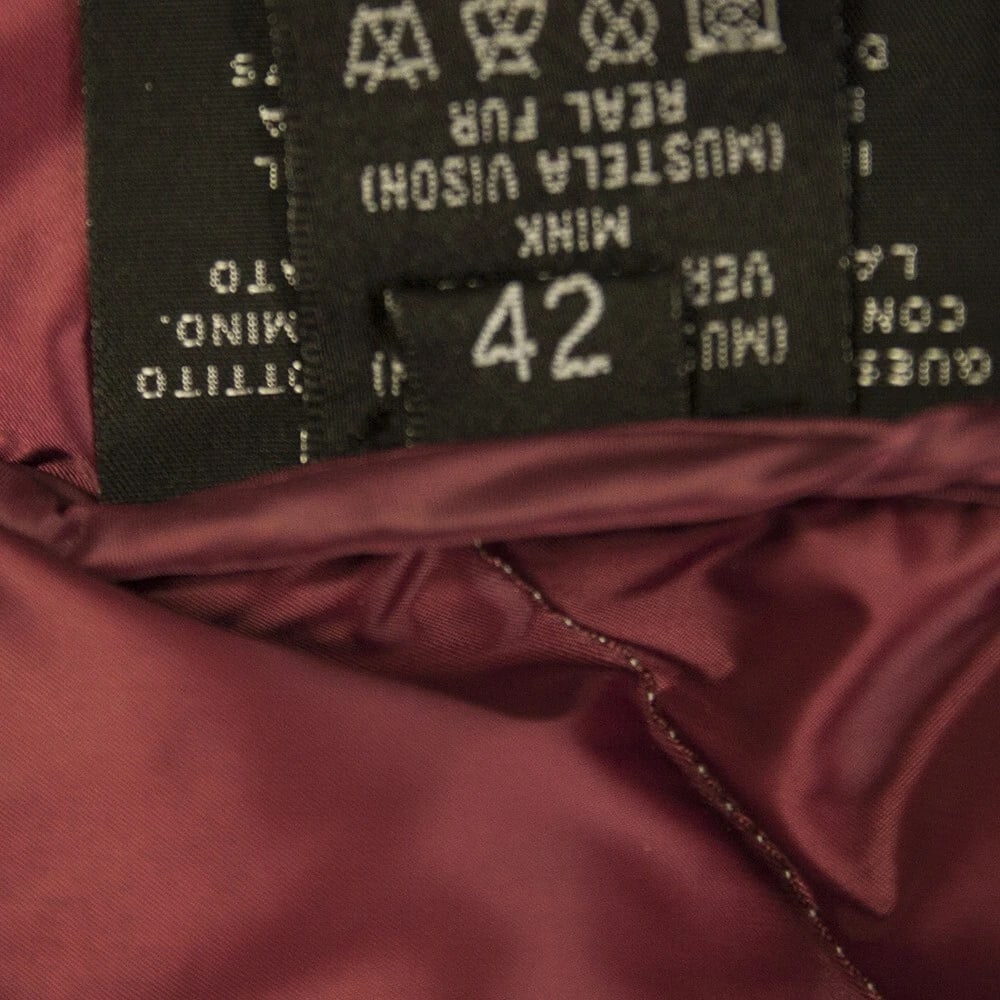 Florence mode Gray Quilted Puffer Jacket Coat Vison Mink Fur Short Sleeve 42 - 4