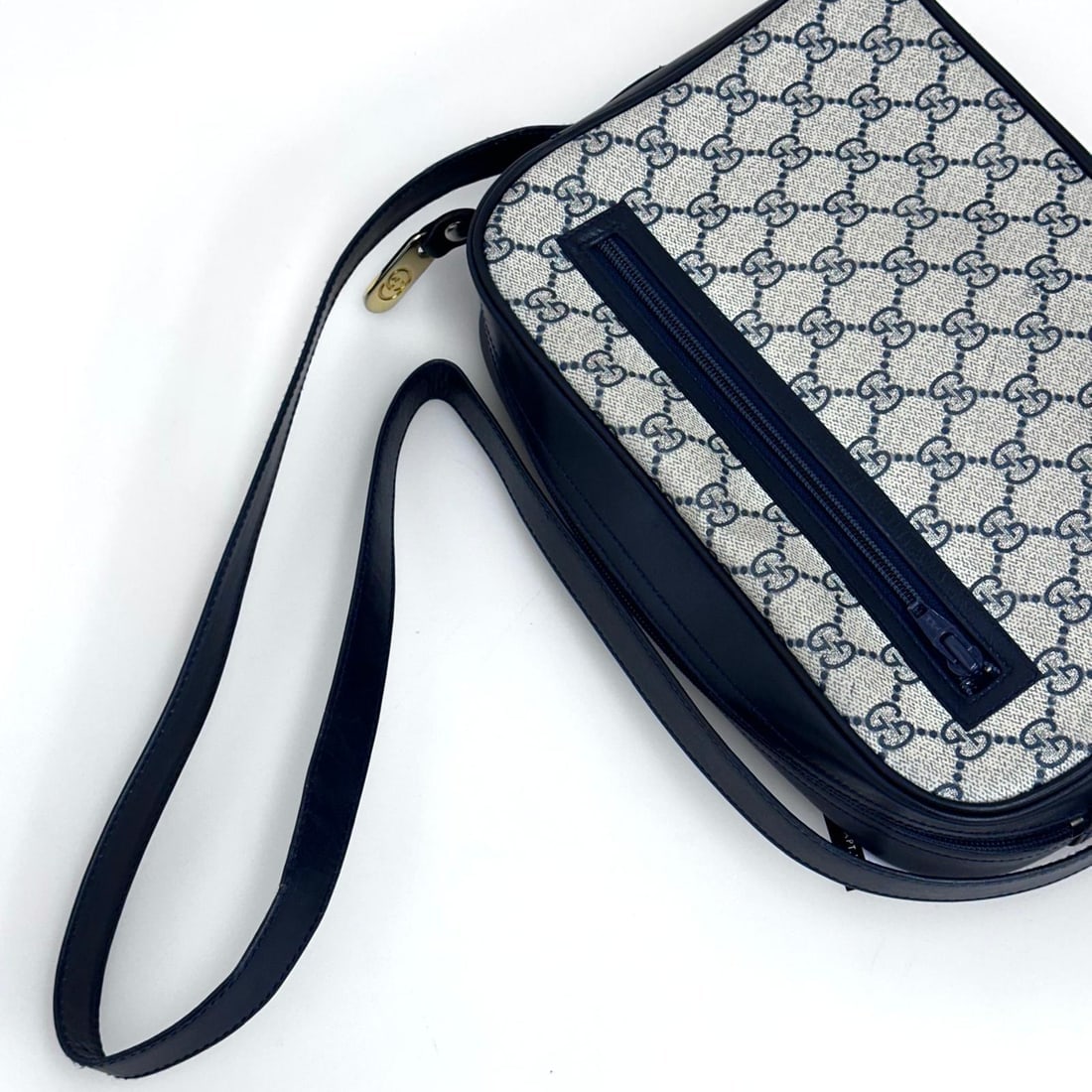 GUCCI Horsebit Vintage Messenger Bag in GG Supreme Canvas and Blue Leather - 5