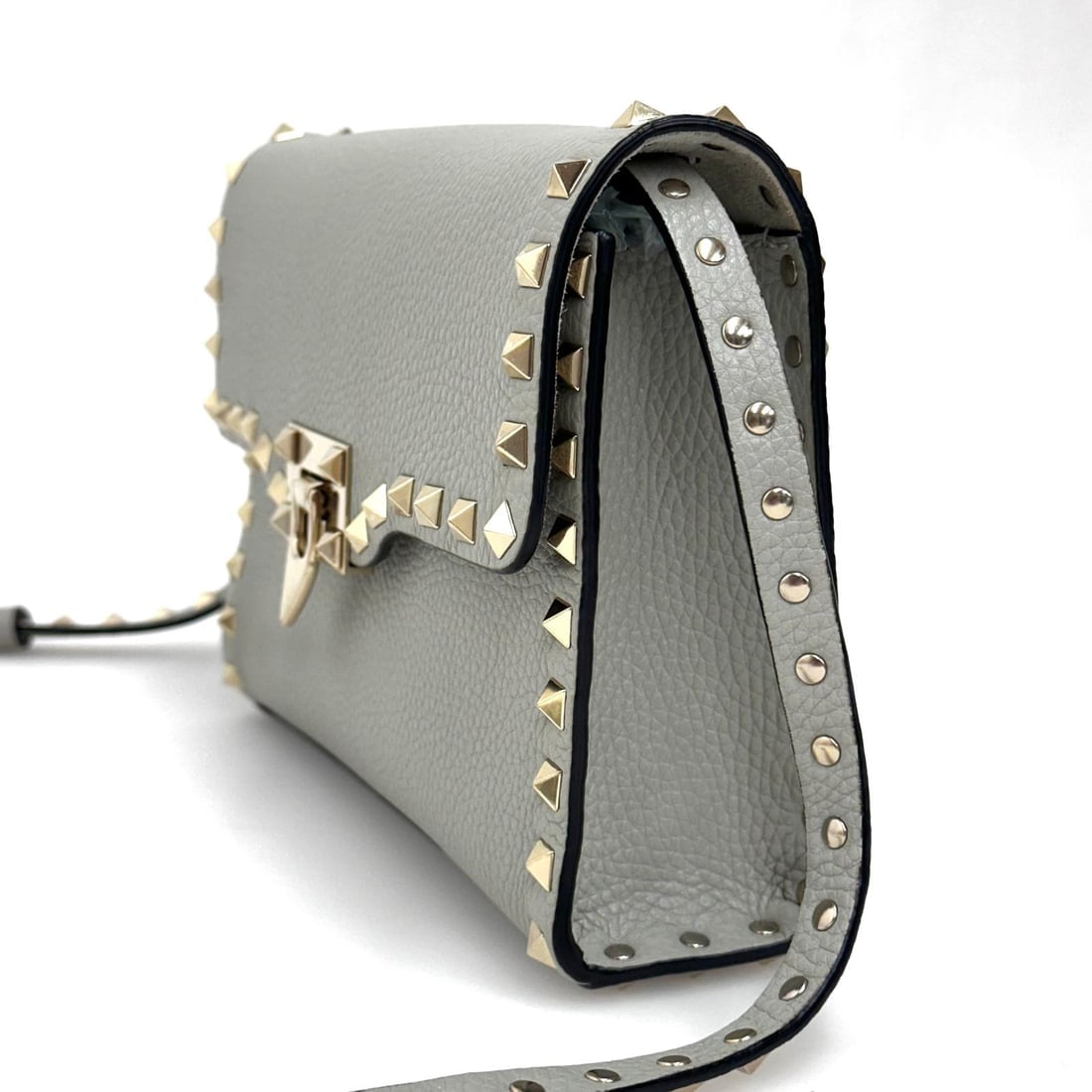 VALENTINO GARAVANI Rockstud Shoulder Bag in Grey Leather - 2
