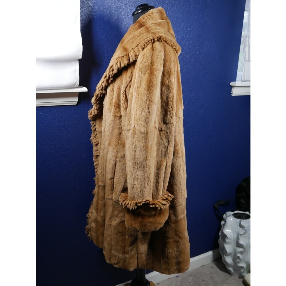 Gorgeous Whiskey Fringe Female Sheared Mink Reversible Fur Coat Jacket XL Plus - 2