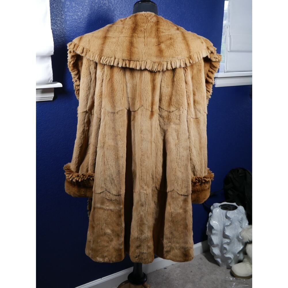 Gorgeous Whiskey Fringe Female Sheared Mink Reversible Fur Coat Jacket XL Plus - 3