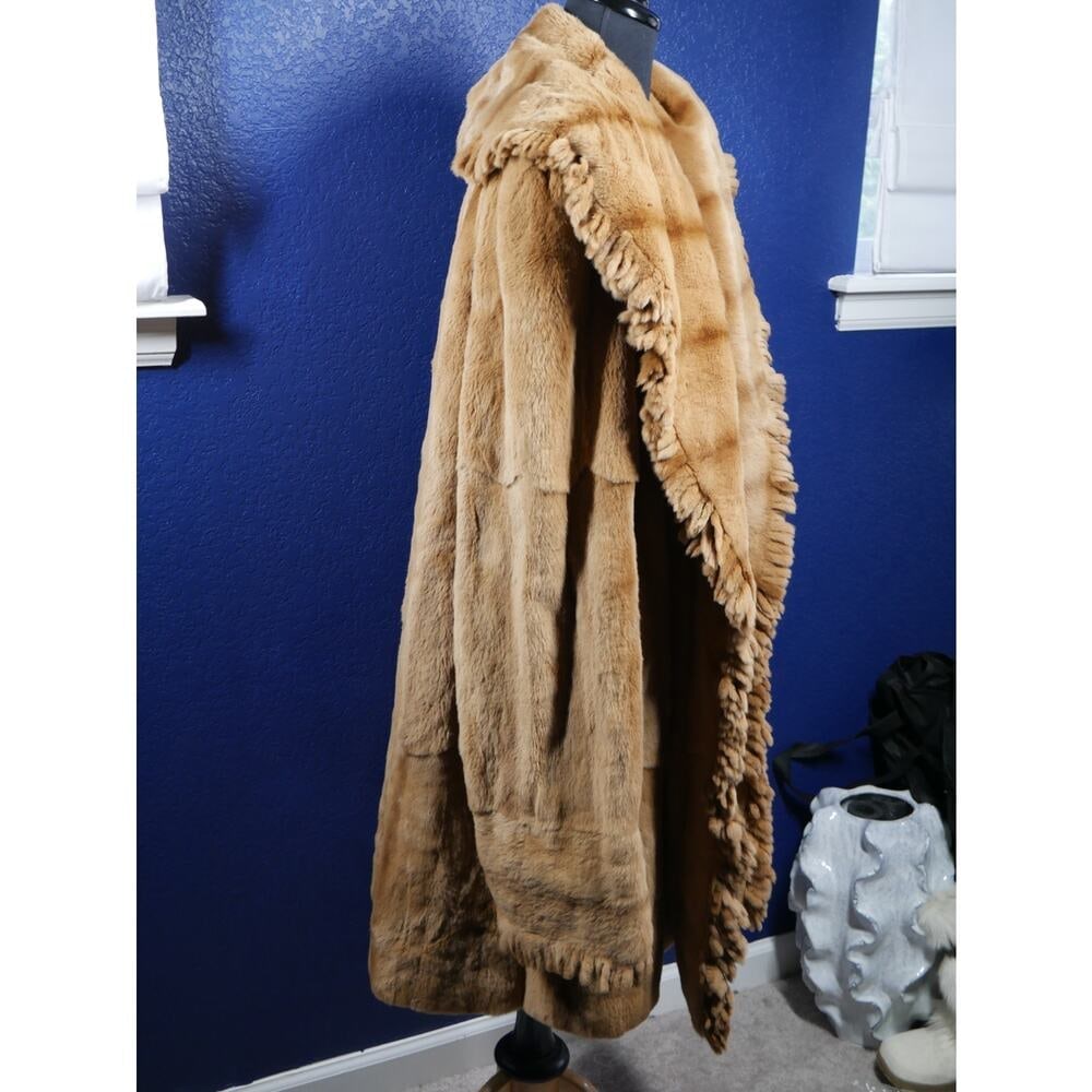 Gorgeous Whiskey Fringe Female Sheared Mink Reversible Fur Coat Jacket XL Plus - 4
