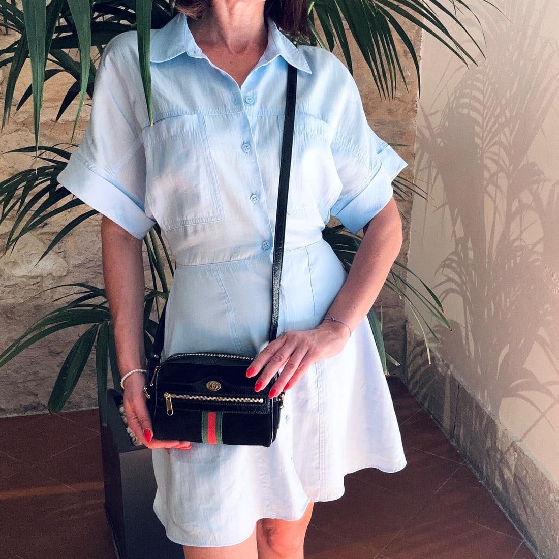 GUCCI Ophidia Small Camera Bag in Black Suede and Patent Leather. - 16