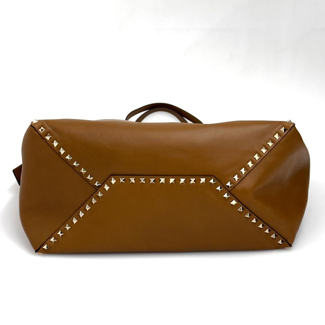 VALENTINO Rockstud Shopping Bag in Biscuit Leather with Platinum Studs - 4