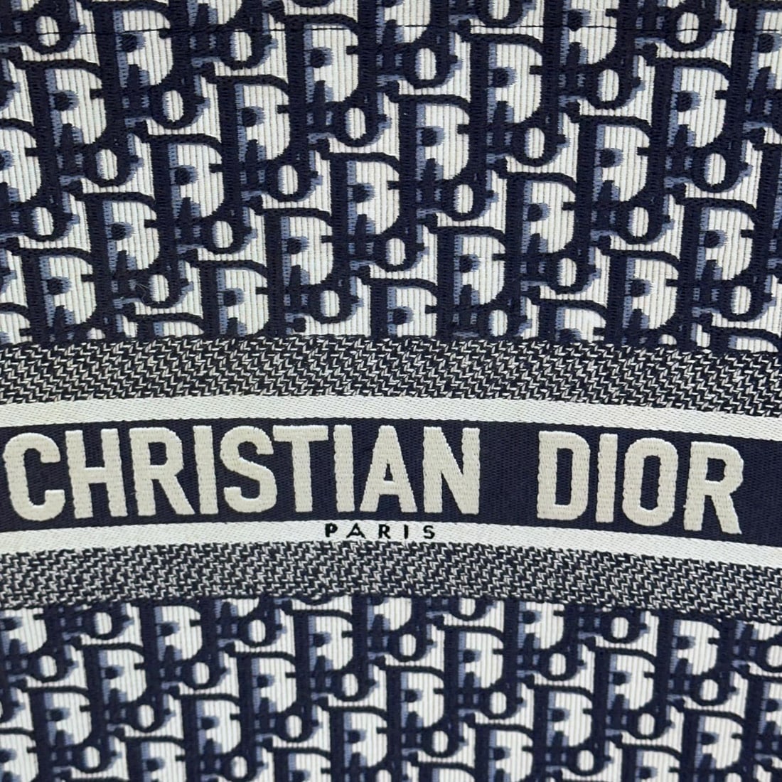 CHRISTIAN DIOR Large Oblique Book Tote Bag in Navy Blue Canvas - 3