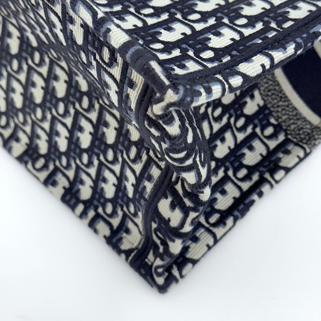 CHRISTIAN DIOR Large Oblique Book Tote Bag in Navy Blue Canvas - 6