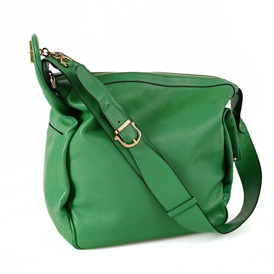 CELINE vintage acid green leather shoulder bag (1 of 7)