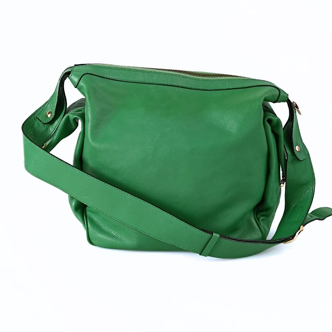 CELINE vintage acid green leather shoulder bag - 3
