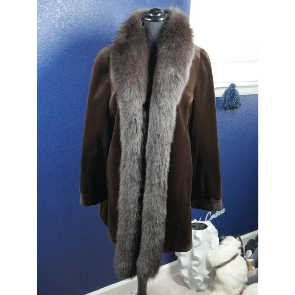 Gorgeous Sheared female Mink & Fox Fur Reversible Coat Jacket (1 of 6)