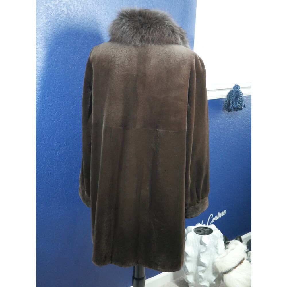 Gorgeous Sheared female Mink & Fox Fur Reversible Coat Jacket - 3