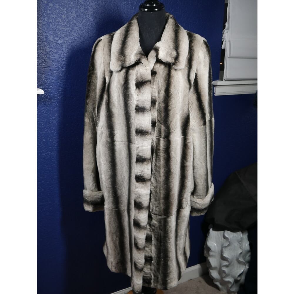 Stunning NWOT Chinchilla Rex Fur Coat Jacket (1 of 5)