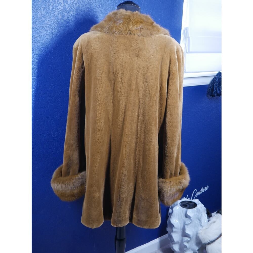 Gorgeous Whiskey Dyed Sheared Mink & Canadian Sable Fur Coat Jacket - 3
